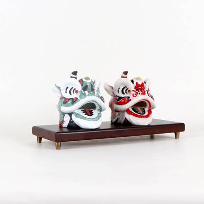 新中式树脂电狮子摆设头样板MC-TY-58房间客厅茶件几案台视柜现代