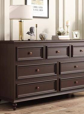 美式实木五斗柜卧室法式简EZM约抽柜靠墙储物柜床尾收纳柜客厅斗