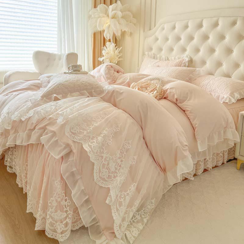 025新款凉淳木浪漫2蕾丝裙LS四件套-米床朵