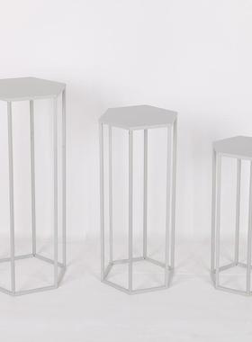 代简约高低组合花91304架客现创厅摆件六形置物架室内落地意绿萝