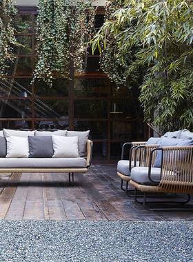 外藤编04082沙发庭院组花园阳台露民宿别茶几露合天墅休台闲防水