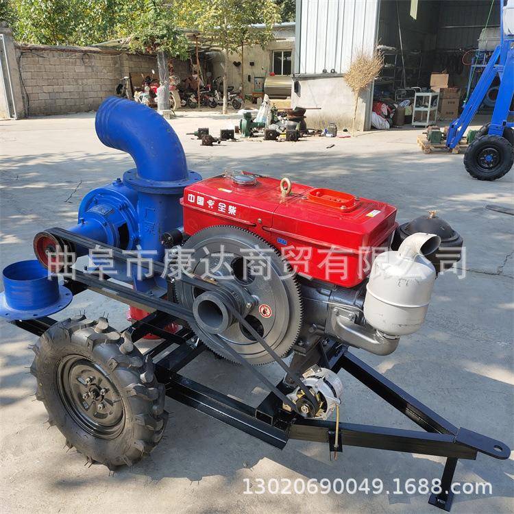 油柴油机车带动抽水泵移动ULI抽水机防汛汽泵图拖片10寸12寸混流