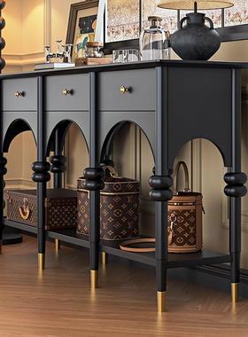 法式复古玄关柜入户厅物置架客厅家用储FS235物玄柜条案美式实木