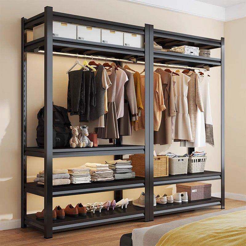 衣柜衣架货见描述架尘开放式衣防帽卧室简易角钢家用落地多层置帘