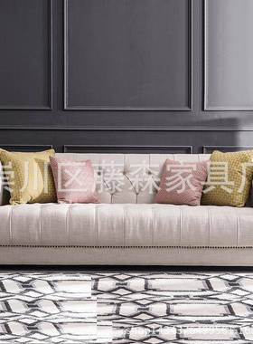 美式布沙发现艺代00652布艺沙组合三拉人位欧发式小户型客厅扣