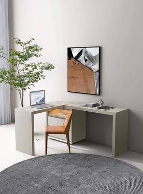 意大极简主QRL义的油漆的桌庭家学生写字台简单卧室可伸缩的利电