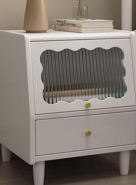 现代约纯实木床头柜小型简家用卧中室古风桃木色胡主LCE卧床头柜