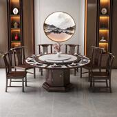 缩旋转伸餐桌可变大实木圆桌带家转盘多功XRS能餐桌椅组合用小全