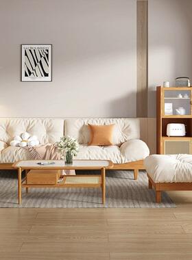 白蜡木实木沙组合厅小户型现简客约VVQ油风奶直排三人位云朵沙发