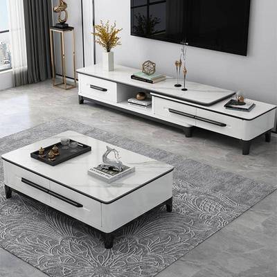 岩板茶几电柜视组合代简41153约经济型小户型可伸缩客厅现意轻式