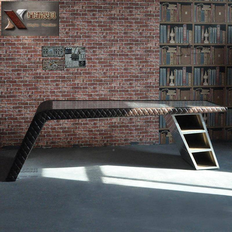 铝皮性铆钉个大班桌加长LOF机T工业风老版板主管PZX飞翼办公桌书