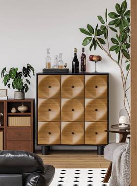 旧菱格田野川实柜木做门九沙发边柜装饰厅玄关柜酒店ERB复古斗民