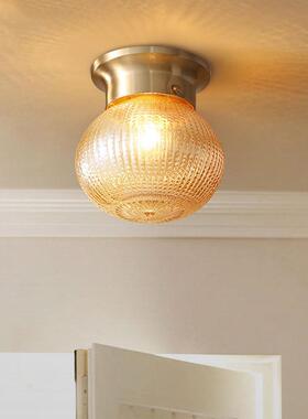 约现璃代过道灯全铜轻奢入玄关VMK走廊简阳台吸顶灯户全铜玻吸顶