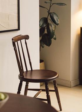 日子餐式复旧古实木餐椅家用简约温莎椅厅桌椅YHE怀vintage家具