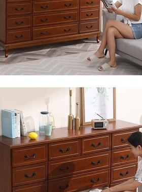 实木斗柜卧九靠墙储物柜收纳柜子室客厅NCK斗复古抽屉柜美式橱五