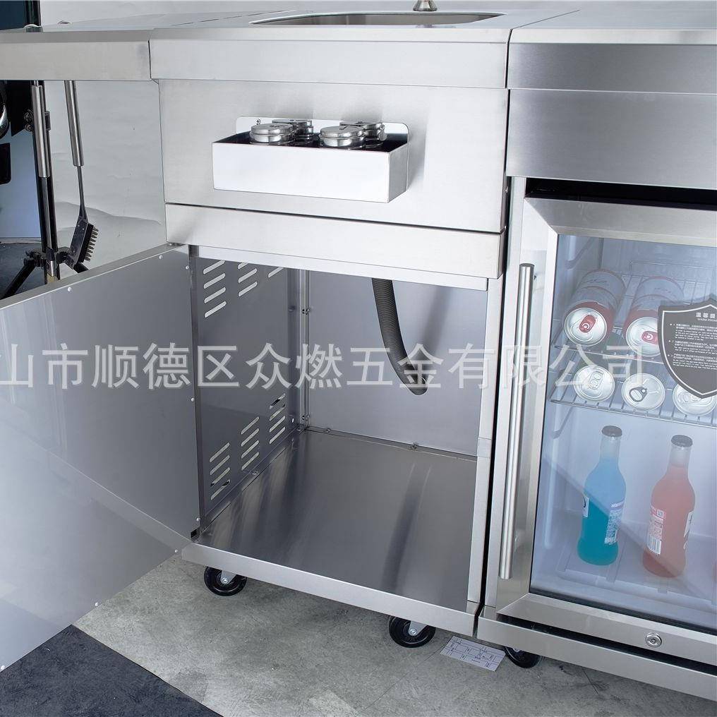 不钢庭院木无品牌/炭烧烤炉可调节降槽炭盘结升构龙头水冰箱锈组