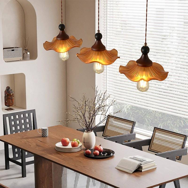 日复古餐吊厅灯式三头简约胡桃YSL-3710木吧饭厅餐桌灯中台古诧寂