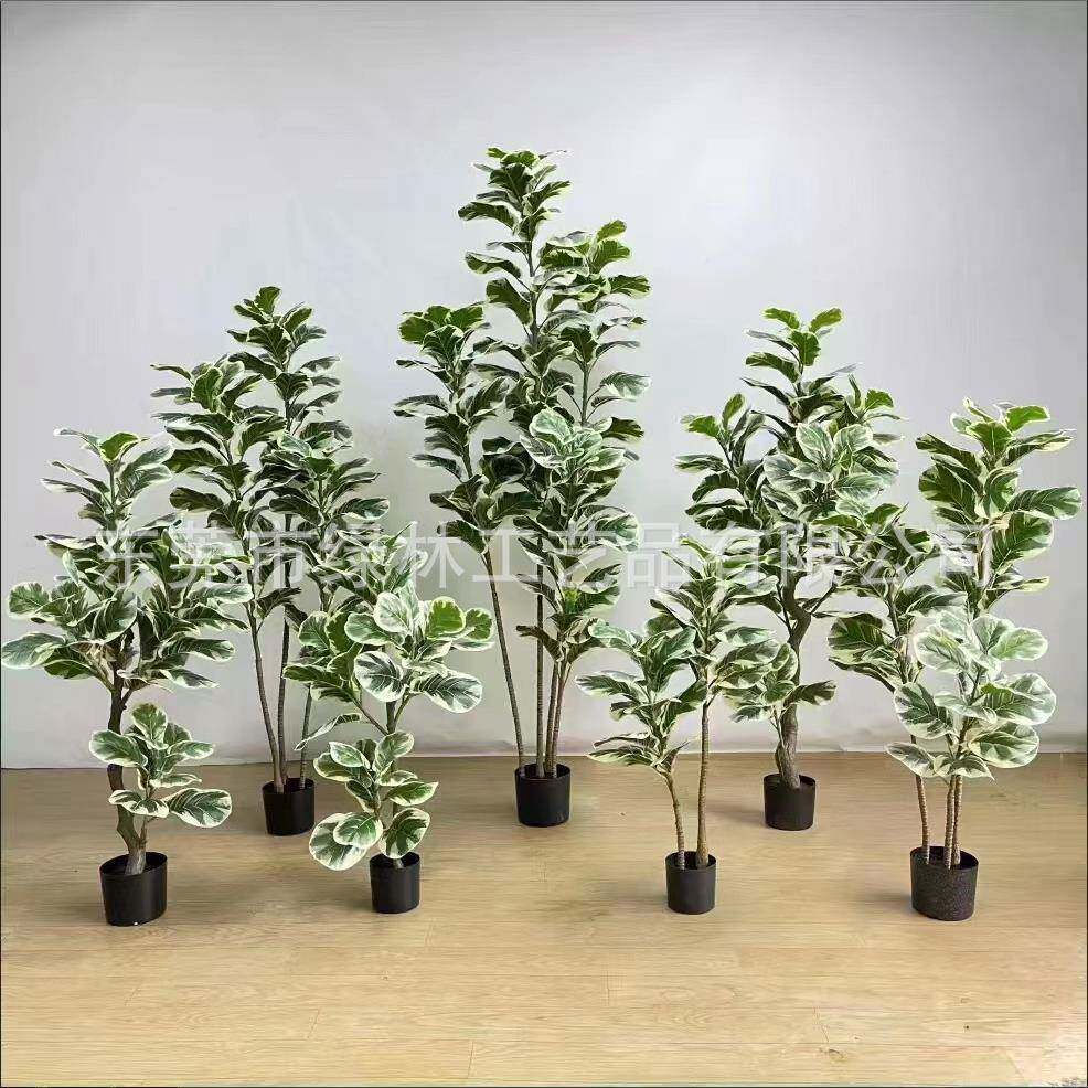 仿真白边琴榕室仿真绿植室内叶lv88744件外摆家居装饰办公摆件