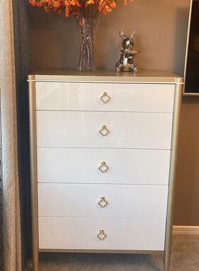 置轻奢五斗柜香卧室收纳柜客厅靠家用墙物柜槟色抽屉柜美式九XMP