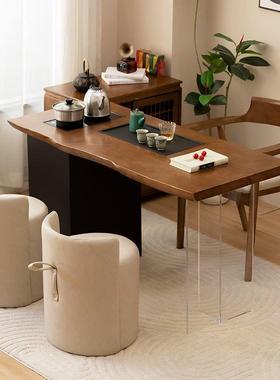 中式原木泡实木阳台茶台茶盘体茶桌椅DNR组合新现代简约小一户型