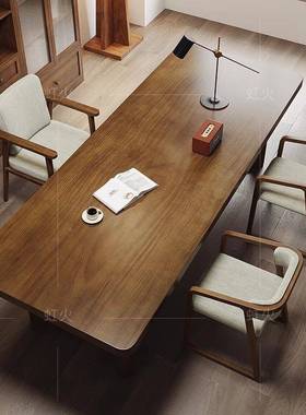 板现代简实木茶桌家用厅大茶台办公客室原木泡茶桌全套茶约NOS几