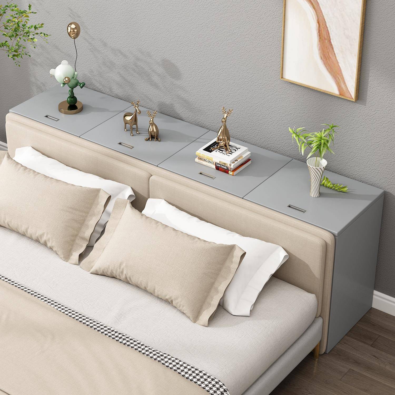 IF77T56SSL实木床头柜隙夹窄卧室榻缝榻米床尾柜长条床边收纳缝储