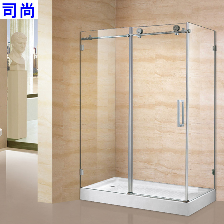 304不锈钢方形移门带底盆淋浴房