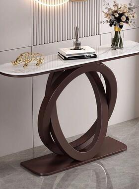 轻半奢岩板意玄关台现代简约靠墙玄关柜圆式KJO玄关桌客端景台公