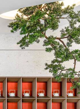 仿真倒松挂OYQ树中式件造景悬挂绿植景观大室型内庭院橱窗落地摆