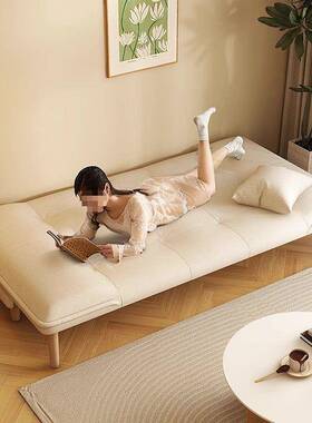 沙双人小SBF户型厅不占空发间出床租房卧室直排实木布艺沙发经济