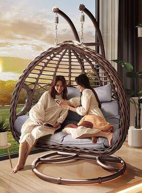 户外吊篮椅秋千庭院双pm8dHz57人吊椅内家阳用室台网红鸟巢吊床藤