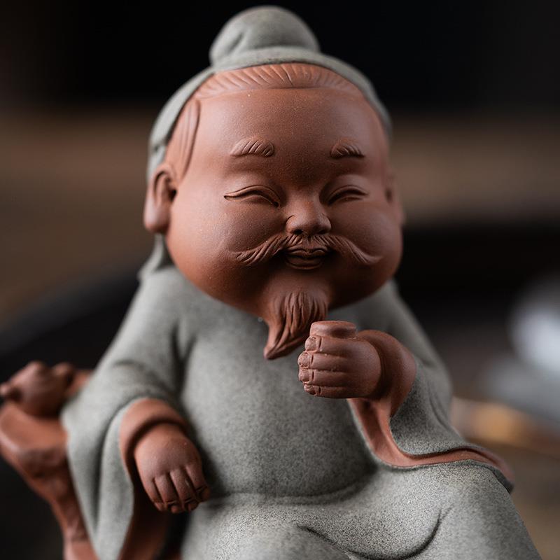 羽紫砂茶宠茶圣陆家茶桌饰人物摆件可养创意茶道QXC茶玩手工居装