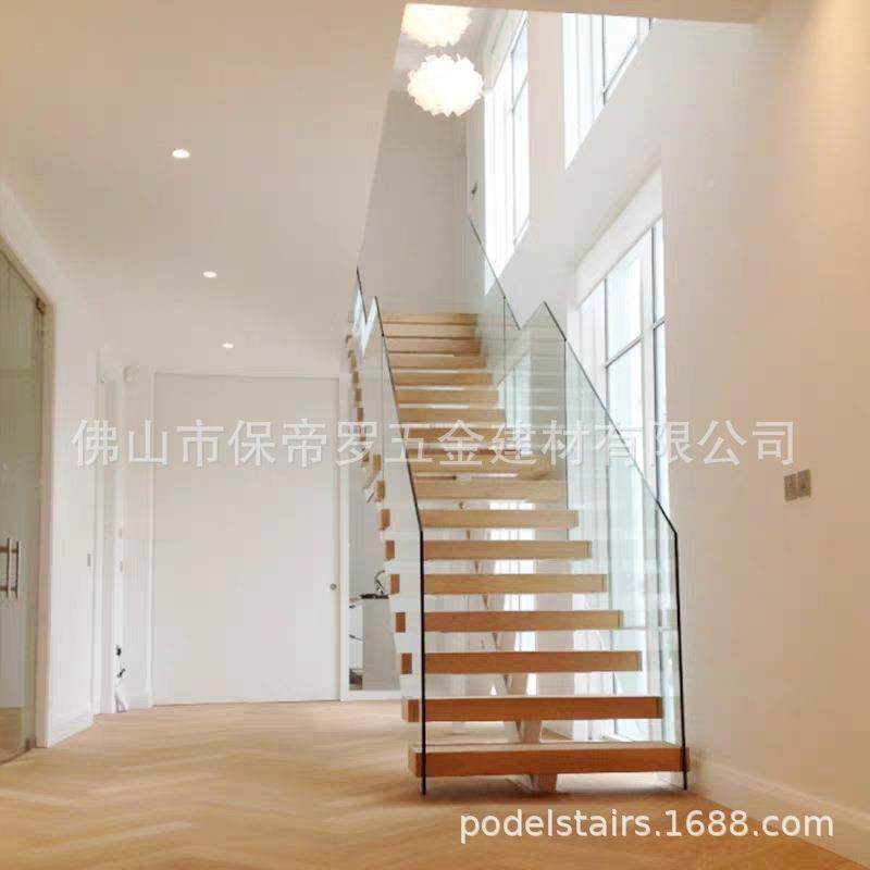 踏室内木杆钢不锈钢玻璃栏木板楼梯扶手护栏EXU别墅栏杆