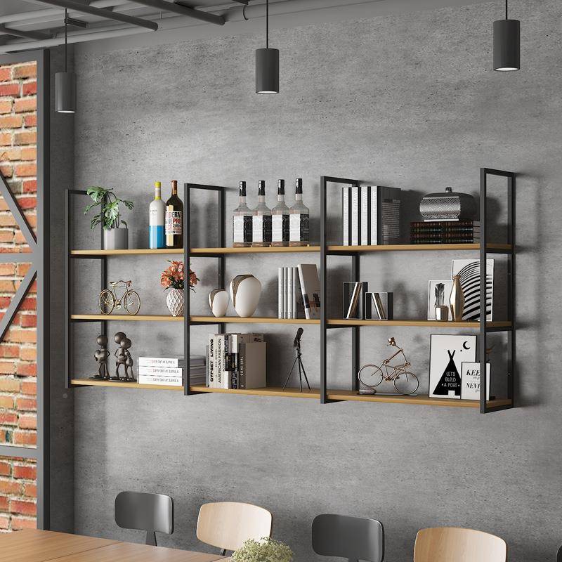 铁艺墙面上KXR置物架书架多挂层易悬吊挂酒吧客厅花架酒展架简示