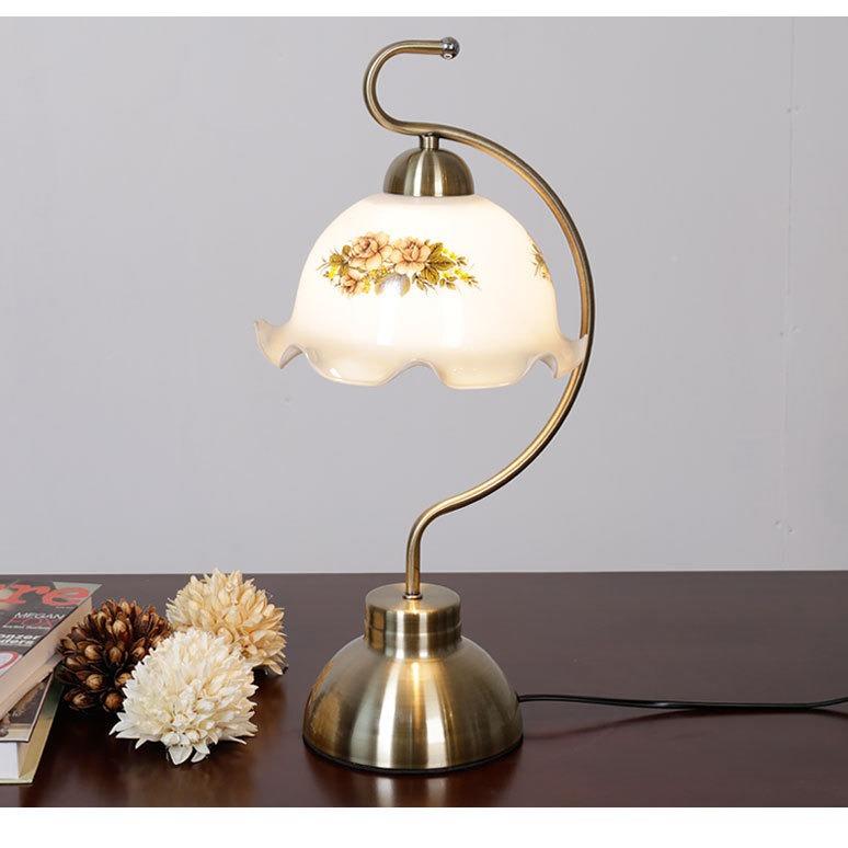 欧洲复古玻木艺铁艺花边台书桌房书卧FTL室璃灯氛灯围灯西班牙