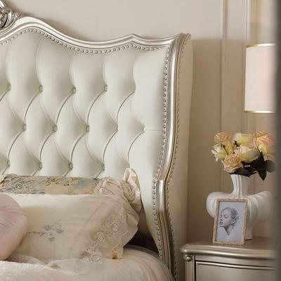 1.米美式轻奢实木床法式1.8欧5米双人式卧室2x2.2米皮艺床985通用