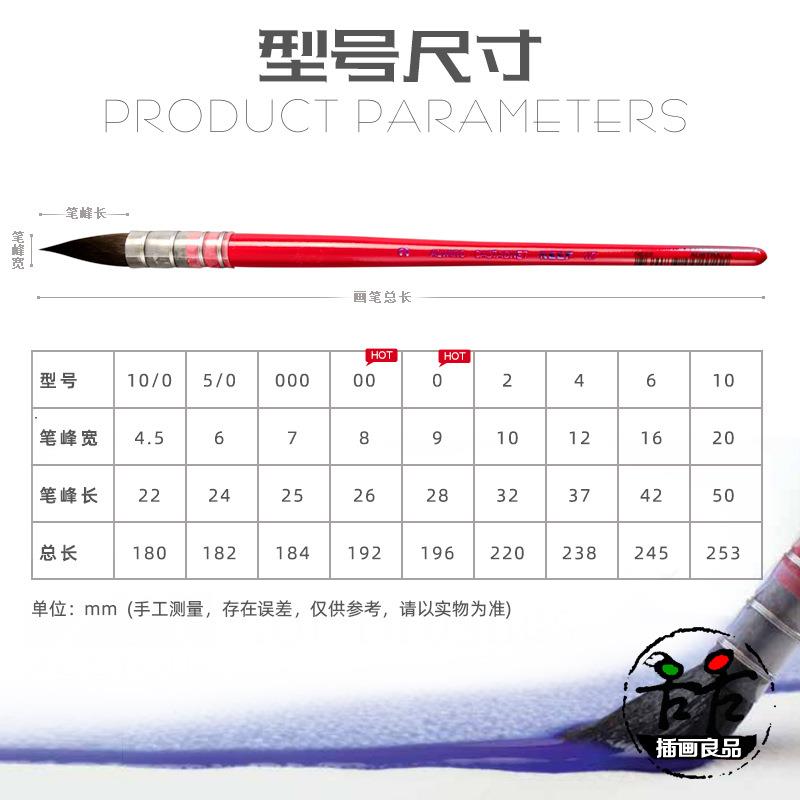 水彩画笔979阿尔瓦罗红子彩水粉笔松鼠毛水绘笔画上胖色117