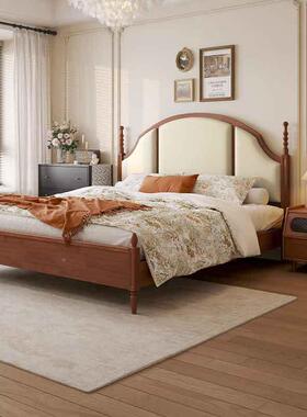 法SM311式复古实木床1.米双人床软靠美婚式8物轻奢中古风1.5米储