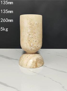简约风创石意天然大理黄洞石台摆件玄关餐桌面PZX厅创意烛装饰品