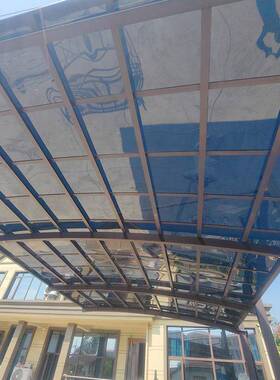 IBQ户铝合遮金车棚耐力板阳小车遮雨棚家用外斜拉式停车棚厂棚家