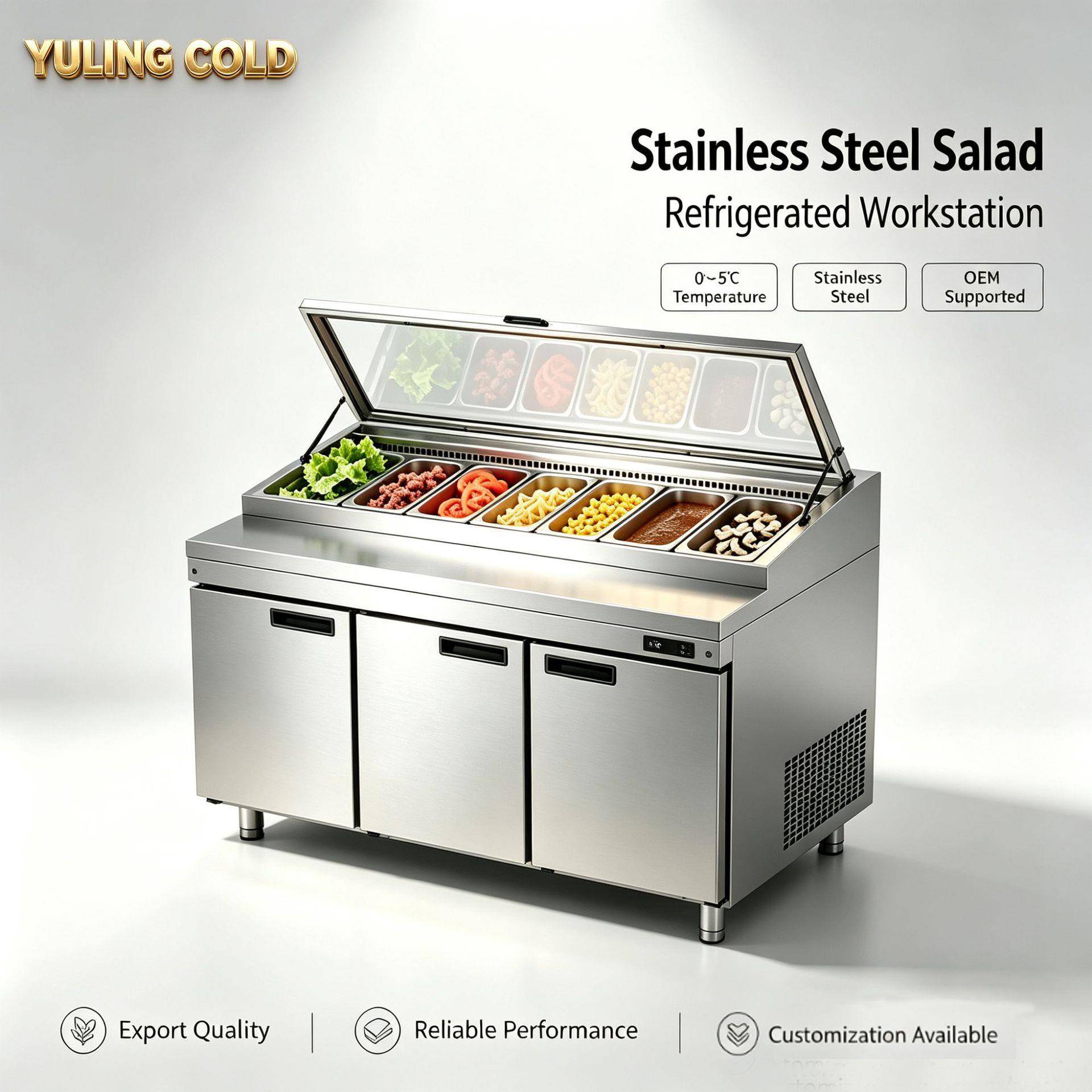 风冷沙拉台冷藏柜水果捞沙拉冰柜奶茶店冰Saladrefrigerator