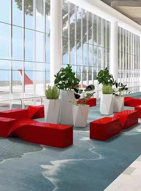 璃钢座商场椅商TML业场大厅扭曲休长广闲凳学校公园户外休玻息区