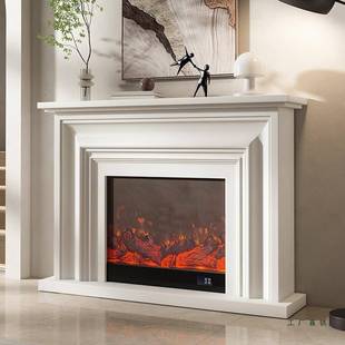 中风电壁炉壁OKO古炉 白色电子取美暖壁炉电视柜饰柜式 法式 复古装