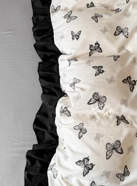 韩版丝被套四被套蕾花边件床单云朵棉双被套公WA16主风水人洗棉被