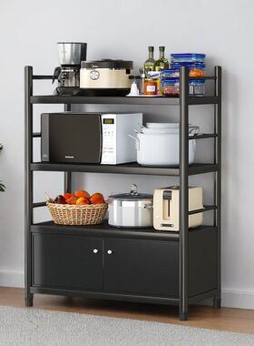 厨房箱置物阳架落地多层家用台储物柜60304烤微波炉架带门货架收