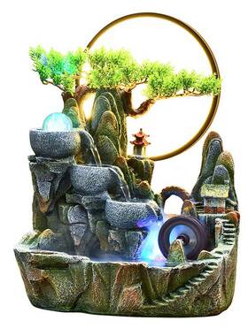 喷高山风环流水摆件客厅造鱼缸循假山水车泉盆景装饰生财AL100719