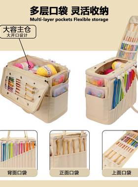 新款帆布毛线棒针收纳38265包手提家大容量备编织工式具收用纳袋