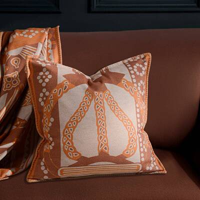 美式奢华端品质枕羊毛呢锁高边印花抱垫沙靠1.10-22发靠样板间摆