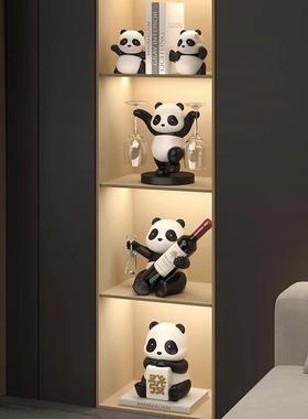 2025新款轻现奢酒摆件熊猫红酒高档客厅装aP4XJsWd饰玄柜关代电视