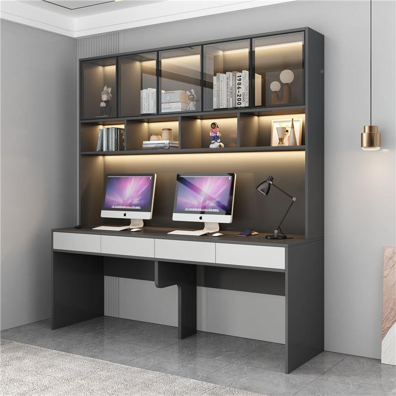 实木书桌书柜一体桌卧室奢风家用书房L转轻AXM角型电脑桌组子书架